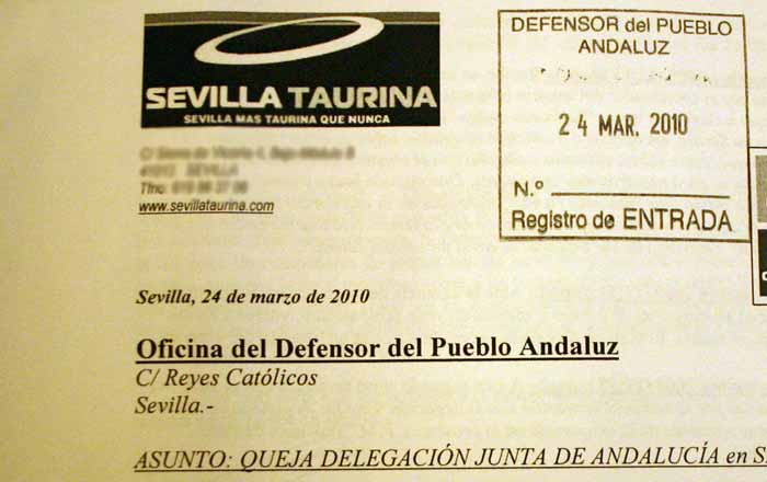 Encabezamiento de la queja presentada ante el Defensor.