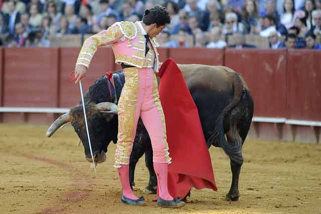 Torería del diestrio de Gerena para irse de la cara del toro.