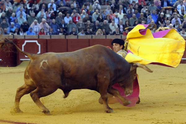 Salvador Cortés recibió a sus dos toros a portagayola. (FOTO: Matito)