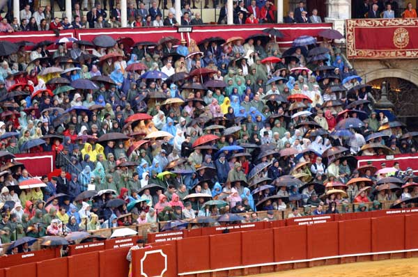 Segunda tarde consecutiva de agua en la Maestranza, (FOTO: Javier Martínez)