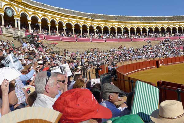 Amplios claros de cemento en los tendidos de la Real Maestranza de Sevilla. (FOTO: Javier Martínez)