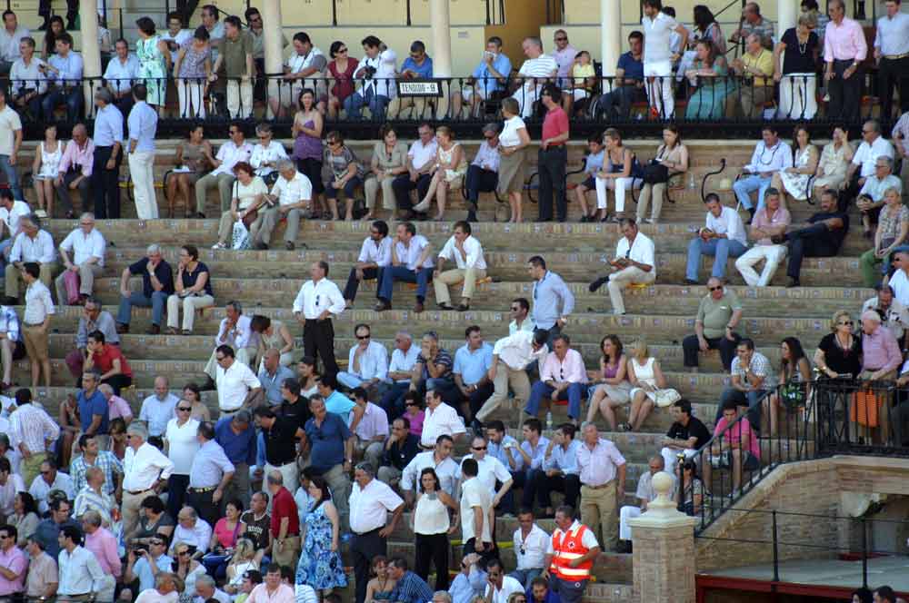 ...y en la sombra amplias calvas. En la corrida del Corpus, menos gente que en las novilladas. (FOTO: Javier Martínez)