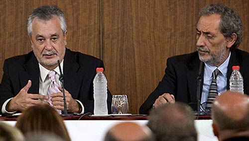 El actual presidente de la Junta de Andalucía, José Antonio Griñán, y el Defensor del Pueblo Andaluz, José Chamizo.