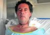La impactante imagen de José Antonio Campuzano en el hospital, con el cuello seccionado de lado a lado y la mandíbula superior muy hinchada. (FOTO: Diario de Sevilla)