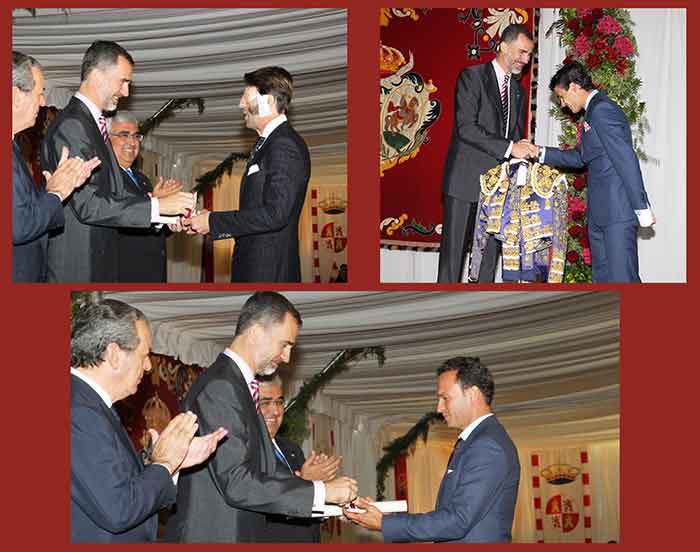 El Rey Felipe VI entrega los premios taurinos de la Real Maestranza por la temporada 2014 a Juan José Padilla, el sevillano Pablo Aguado y Antonio Ferrera. (FOTOS: Casa Real)