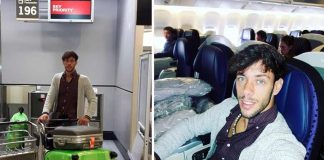 El diestro Antonio Nazaré, en el momento de subir en el avión en Sevilla rumbo a México.