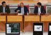 Los sevillanos José León, Juan Belmonte y Diego Ventura, en el coloquio de Jaén. (FOTO: Francis Sánchez)