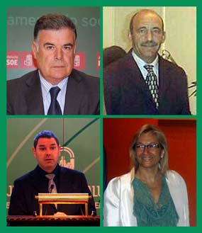 Los últimos cuatro delegados: José Antonio Viera, pepe del Valle, Demetrio Pérez y la actual Carmen Tovar.