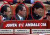 El marido de la delegada de la Junta, Carmen Tovar, el primo y hasta el cura de su pueblo de Castilleja, gratis a los toros en el burladero oficial de la Junta de Andalucía. (FOTO: Javier Martínez)