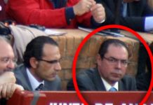 Además del marido de Carmen Tovar, su primo también GRATIS a los toros en el burladero de la Junta Junto al marido de la delegada Carmen Tovar, en el burladero de la Junta, su primo, carnicero de Castilleja. (FOTO: Sevilla Taurina)