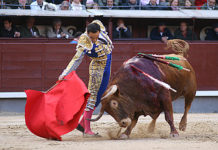 Derechazo de El Cid esta tarde en Madrid. (FOTO: Cabrera/burladero.com)