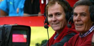 Enrique Romero y Paco Ruiz Miguel, narradores de los festejos de Canal Sur. (FOTO: Javier Martínez)