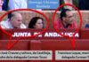 El frutero y compadre de Carmen Tovar, José Chaves, junto a su señora. A su lado, el marido de la delegada, Francisco Luque. Todos en el burladero de la Junta de Andalucía. (FOTO: Javier Martínez)