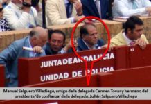 Un amigo de Carmen Tovar y hermano del presidente Julián Salguero, también al burladero de la Junta Manuel Salguero Villadiego, médico, vecino de Castilleja, amigo personal de la delegada Carmen Tovar y hermano del presidente de la plaza, Julián Salguero. (FOTO: Javier Martínez)