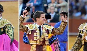 Los triunfadores de la Feria: Morante, Juli y Manzanares. (FOTOS: Matito)