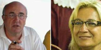 Diego Martínez, presidente de la Unión Taurina de Abonados de Sevilla, y la delegada de la Junta en Sevilla, Carmen Tovar.