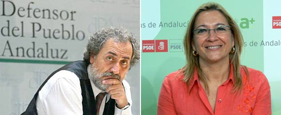 José Chamizo -Defensor del Pueblo Andaluz- y la delegada de la Junta en Sevilla, Carmen Tovar.