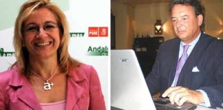 La delegada de la Junta, Carmen Tovar, y el ganadero Carlos Núñez, en el encuentro de burladero.com.