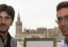Ventura: «Estoy mejor, aunque aún me cuesta trabajo usar el rejón de muerte» Diego Ventura y Leonardo Hernández, hoy en Sevilla. (FOTO: Arjona / Toromedia)