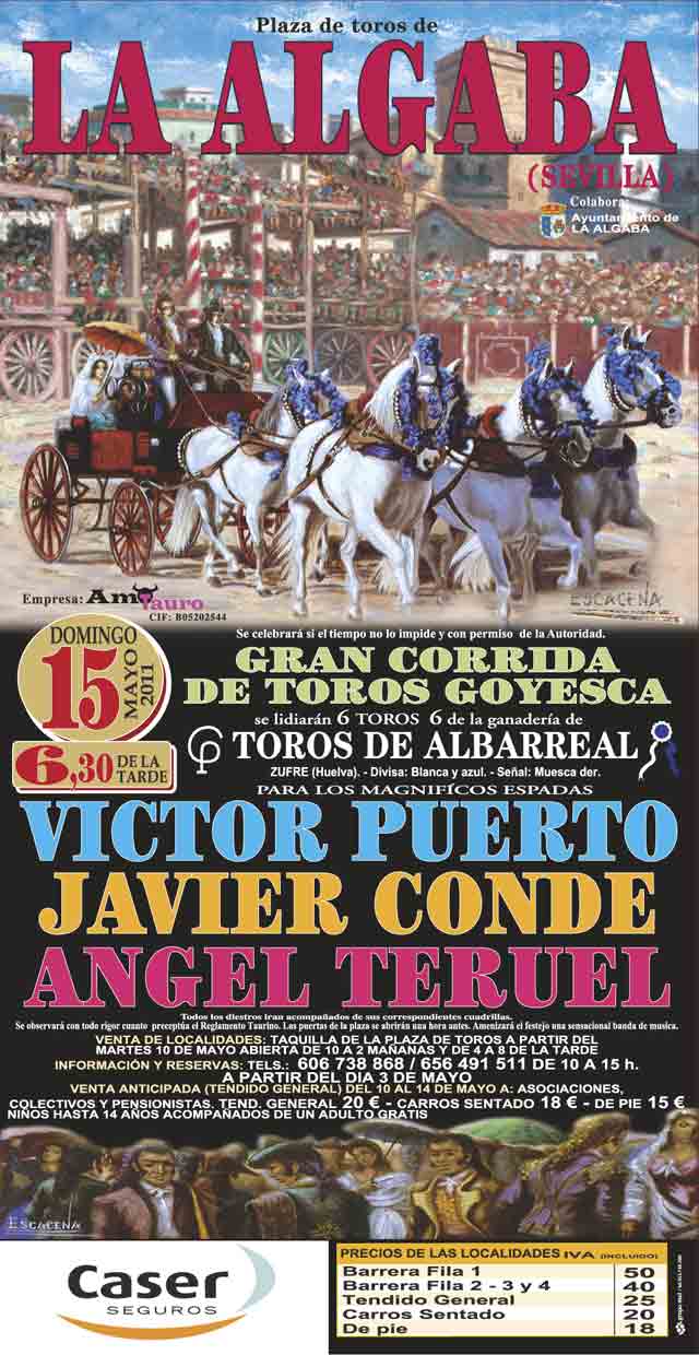 Cartel de LA ALGABA para el Domingo, 15 de mayo de 2011.