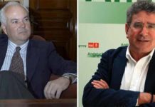 La Junta de Andalucía le echa un pulso a los maestrantes El teniente de hermano mayor de la Real Maestranza, Alfonso Guajardo-Fajardo, y el consejero de Gobernación de la Junta de Andalucía, Luis Pizarro.