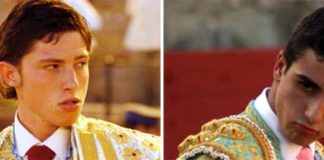 El novillero Ángel Jiménez y el diestro Miguel Ángel Delgado. (FOTOS: Matito y Javier Martínez)