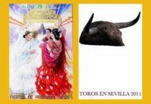 Un pedazo de cartel A la izquierda, el cartel de la Feria 2011, y a la derecha el cartel taurino 2011.