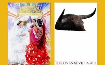 A la izquierda, el cartel de la Feria 2011, y a la derecha el cartel taurino 2011.