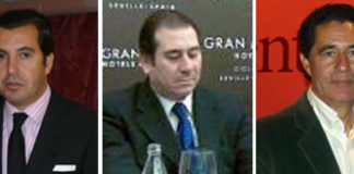 Los apoderados sevillanos Manuel Vázquez Gago, José Luis Cazalla y José Antonio Campuzamo.