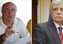 Dura crítica de los abonados sevillanos a la Junta de Andalucía El presidente de los abonados sevillanos, Diego Martínez, y Manuel Brenes, director general de Espectáculos de la Junta de Andalucía.