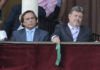 Francisco Herrera, junto al presidente Fernández Rey en el palco presidencial el nefasto día en el que aprobó la escandalosa corrida de Zalduendo. (FOTO: Sevilla Taurina)