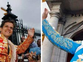El Juli y Manzanares, por la Puerta del Príncipe en la Feria de Abril. (FOTOS: lamaestranza.es)