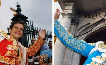 El Juli y Manzanares, por la Puerta del Príncipe en la Feria de Abril. (FOTOS: lamaestranza.es)