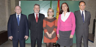 De izquierda a derecha: Julián Salguero, Gabriel Fernández Rey, la polémica delegada Carmen Tovar, Anabel Moreno y Fernando Fernández-Figueroa.