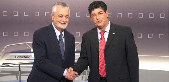 Diego Valderas (IU-Los Verdes), a la derecha, será el nuevo consejero de Gobernación.