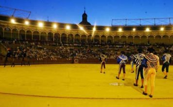 Paseíllo de novillada nocturna sin picadores.