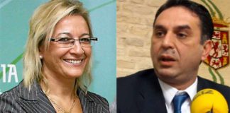 La ex delegada de la Junta, Carmen Tovar, y el actual, Javier Fernández, que parece seguir la nefasta senda de su antecesora.