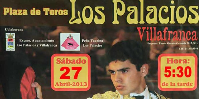 Cartel anunciador de la novillada de mañana sábado en Los Palacios.