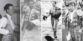 Pepe Luis, Curro Romero, Antonio Bienvenida y El Cordobés, toreros que hicieron paseíllo en 15 de agosto. (FOTO: ABC-Sevilla)