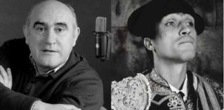El periodista deportivo Sánchez Araújo y el diestro Emilio Muñoz.