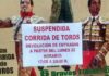 El único cartel que informaba a los aficionados de Écija de la suspensión, pero sin indicar ni cambio de ganadería ni el motivo de la suspensión.