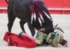 Escribano sufrió una peligrosa voltereta hoy en Nimes con los toros de Victorino Martín. (FOTO: Emilio Méndez)