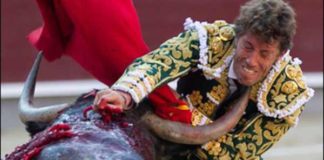 Espectacular estocada de Escribano hoy en las Ventas, jugándose la grave cornada. (FOTO: las-ventas.com)
