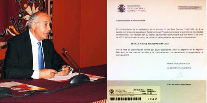 El empresario de la Maestranza, Ramón Valencia, y la Resolución del Ministerio de Economía de apertura de expediente sancionador.