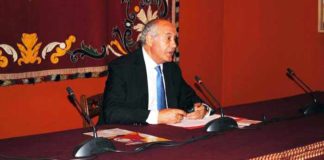 El empresario de la Maestranza, Ramón Valencia, en su primera rueda de prensa sin Eduardo Canorea. (FOTO: Toromedia)