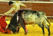 Rafa Serna, toreando hoy lunes en Huelva. (FOTO: Xosé Andrés)