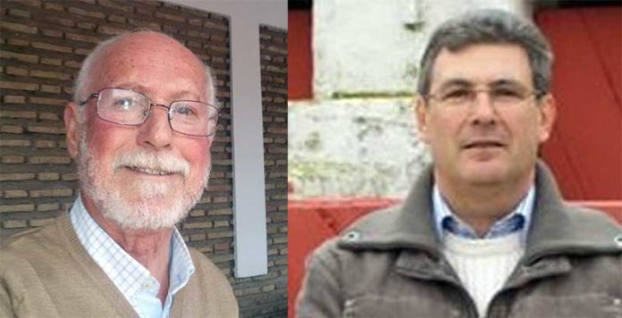 El nuevo presidente del Círculo taurino de Osuna, Cristóbal Gallardo, y el pregonero de 2017, Manuel Quirós.