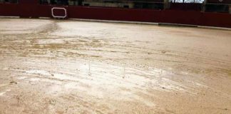 Estado de la plaza de toros de Espartinas hoy sábado.