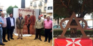 Acto de inauguración de la rotonda dedicada a Miura, en conmemoración del 175 aniversario del hierro ubicado en este municipio sevillano.